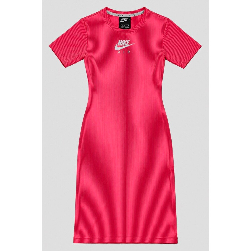 Nike Air Pink Ribbed Knit T-Shirt Bodycon Dress Crew Neck Short Sleeve S